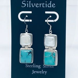 Turquoise Biwa Pearl Sterling Silver Earrings
